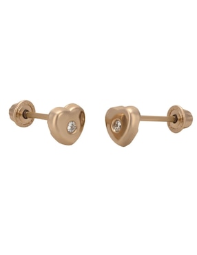 Broqueles de corazón Cristal Joyas de oro rosa 14 K con acabado brillante diamante