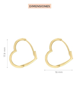 Aretes de corazón Fianelli de oro con acabado brillante