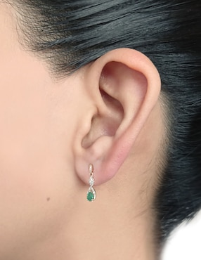 Aretes de gota Cristal Joyas de oro esmeralda y diamante