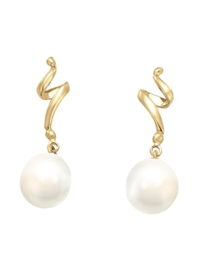 Aretes de perla Cristal Joyas de oro 14 K con acabado brillante perla