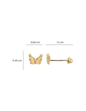 Broqueles de mariposa Punto Metálico de oro con acabado brillante