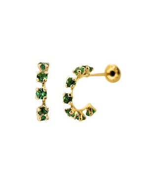 Broqueles redondos Punto Metálico de oro con acabado pavé zirconia