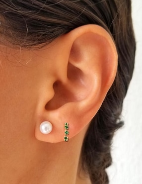 Broqueles redondos Punto Metálico de oro con acabado pavé zirconia