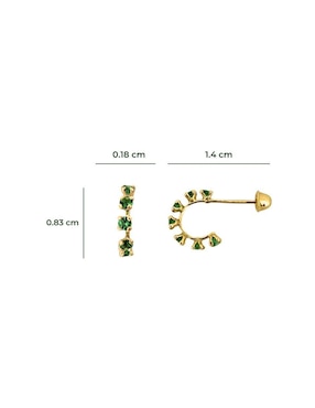 Broqueles redondos Punto Metálico de oro con acabado pavé zirconia