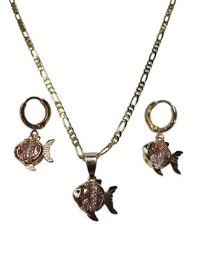 Aretes y collar de pez Limerence by Claudia Herrera Mar zirconia