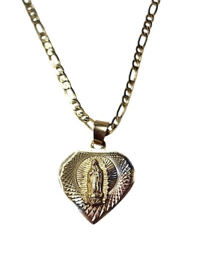 Collar Virgen de Guadalupe de corazón Limerence By Claudia Herrera de oro laminado 14 K