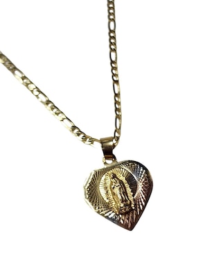 Collar Virgen de Guadalupe de corazón Limerence By Claudia Herrera de oro laminado 14 K