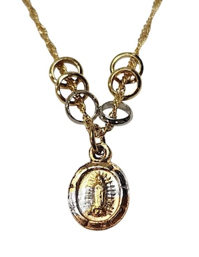 Medalla ovalada Limerence By Claudia Herrera virgen de guadalupe de 14 K
