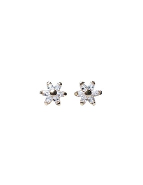 Broqueles de flor Mardía de oro con acabado pavé zirconia