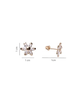 Broqueles de flor Mardía de oro con acabado pavé zirconia