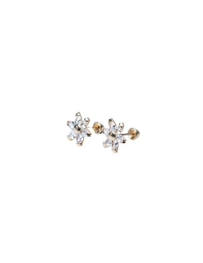 Broqueles de flor Mardía de oro con acabado pavé zirconia