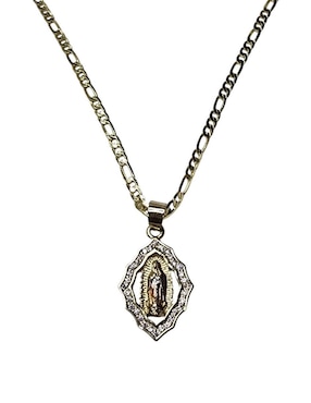 Collar Virgen de Guadalupe ovalado Limerence By Claudia Herrera de oro laminado 14 K