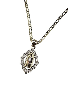 Collar Virgen de Guadalupe ovalado Limerence By Claudia Herrera de oro laminado 14 K