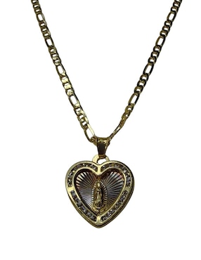Collar virgen de guadalupe de corazón Limerence By Claudia Herrera de oro laminado 14 K