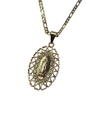 Collar Virgen de Guadalupe ovalado Limerence By Claudia Herrera de oro laminado 14 K