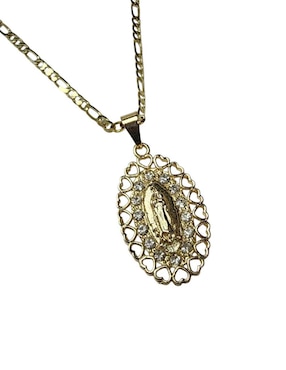Collar Virgen de Guadalupe ovalado Limerence By Claudia Herrera de oro laminado 14 K