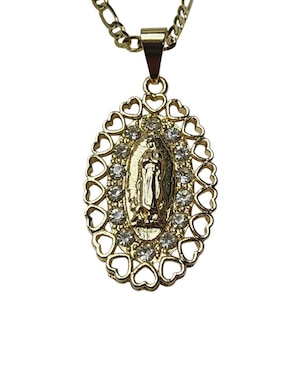 Collar Virgen de Guadalupe ovalado Limerence By Claudia Herrera de oro laminado 14 K