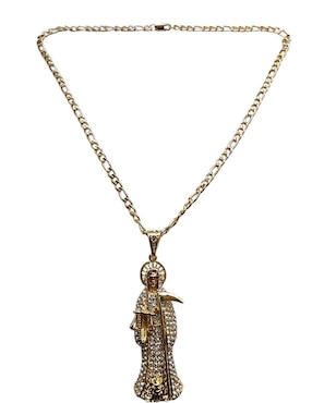 Collar de santa muerte Limerence By Claudia Herrera de oro laminado 14 K