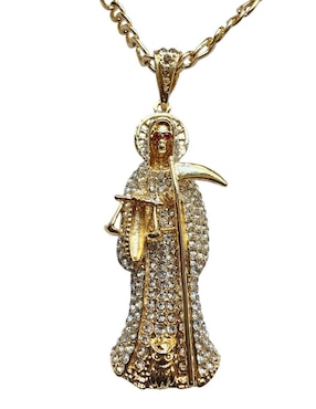 Collar de santa muerte Limerence By Claudia Herrera de oro laminado 14 K