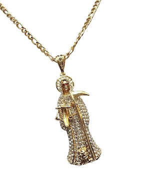 Collar de santa muerte Limerence By Claudia Herrera de oro laminado 14 K