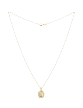 Collar Virgen de Guadalupe ovalado D Cadena de oro 14 K