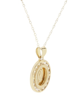 Collar Virgen de Guadalupe ovalado D Cadena de oro 14 K