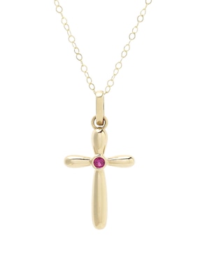 Collar de cruz D Cadena de oro 14 K