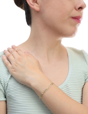 Pulsera D Cadena de oro 14 K con acabado brillante