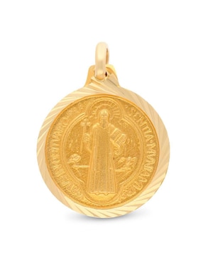Medalla circular Joyerías Bizzarro san benito de oro amarillo 14 K