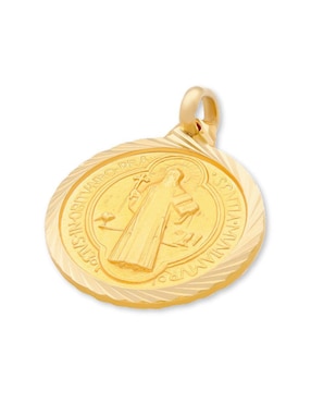 Medalla circular Joyerías Bizzarro san benito de oro amarillo 14 K