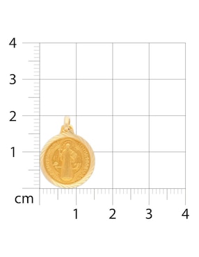 Medalla circular Joyerías Bizzarro san benito de oro amarillo 14 K