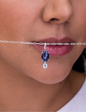Collar con dije ovalado Teresa Díaz Joyería Mexicana Destellos de plata P 925