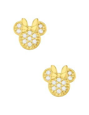 Broqueles redondos Minnie Mouse Sabelli Disney de oro con acabado pavé zirconia