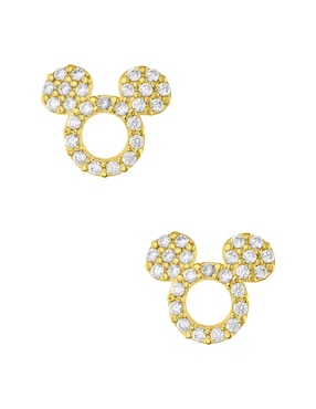 Broqueles redondos Mickey Mouse Sabelli Disney de oro con acabado pavé zirconia