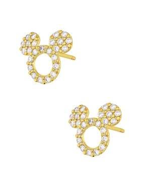 Broqueles redondos Mickey Mouse Sabelli Disney de oro con acabado pavé zirconia