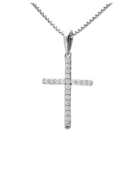 Dije de cruz Joyerías Bizzarro de oro blanco 14 K