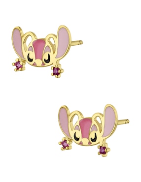 Broqueles Ángel Sabelli Disney de oro con acabado esmaltado zirconia