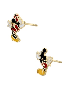 Broqueles Mickey & Minnie Sabelli Disney de oro con acabado esmaltado