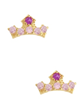 Broqueles de corona Aurora Sabelli Disney de oro con acabado pavé zirconia