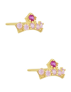 Broqueles de corona Aurora Sabelli Disney de oro con acabado pavé zirconia