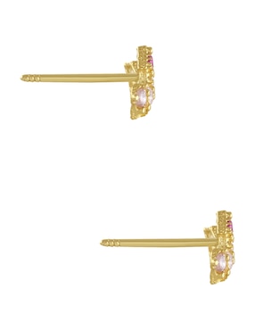 Broqueles de corona Aurora Sabelli Disney de oro con acabado pavé zirconia