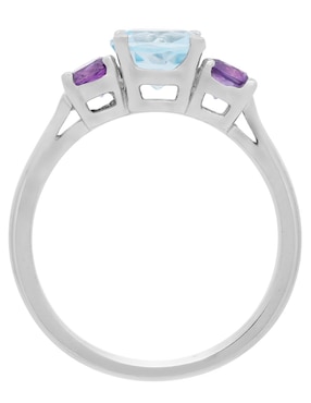 Anillo Valessa 14 k de oro blanco amatista brillante