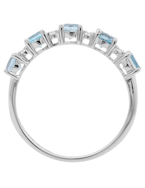 Anillo Valessa 14 k de oro blanco topacio y diamante brillante
