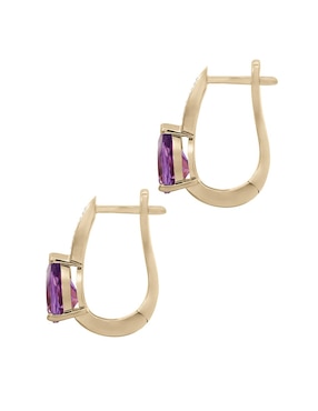 Aretes de gota Valessa de oro con acabado espejo amatista y diamante
