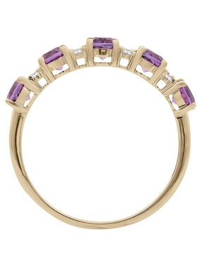 Anillo con gema Valessa 14 k de oro amatista y diamante brillante