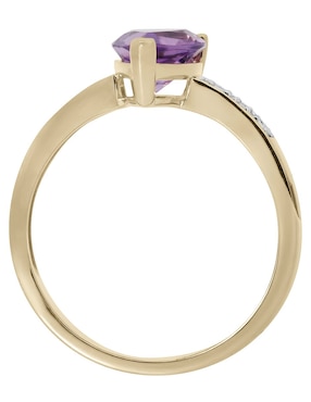 Anillo de gota Valessa 14 k de oro amatista y diamante brillante