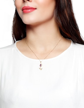 Collar con dije de flor Valessa de oro 14 K