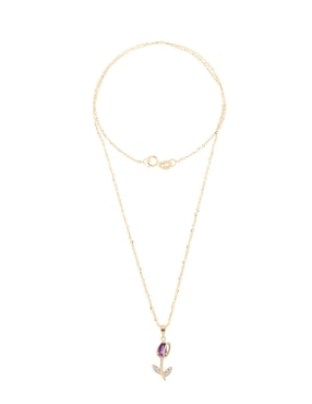 Collar con dije de flor Valessa de oro 14 K