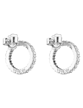 Aretes redondos Oso Tous Straight de plata P 925 con acabado brillante