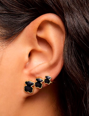 Aretes de oso Tous de plata P 925 con acabado brillante ónix